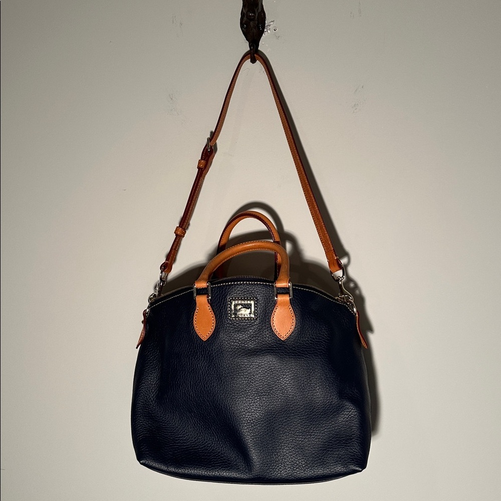 Dooney & Bourke Pebbled Leather Dillen Satchel in Navy - Picture 3 of 16
